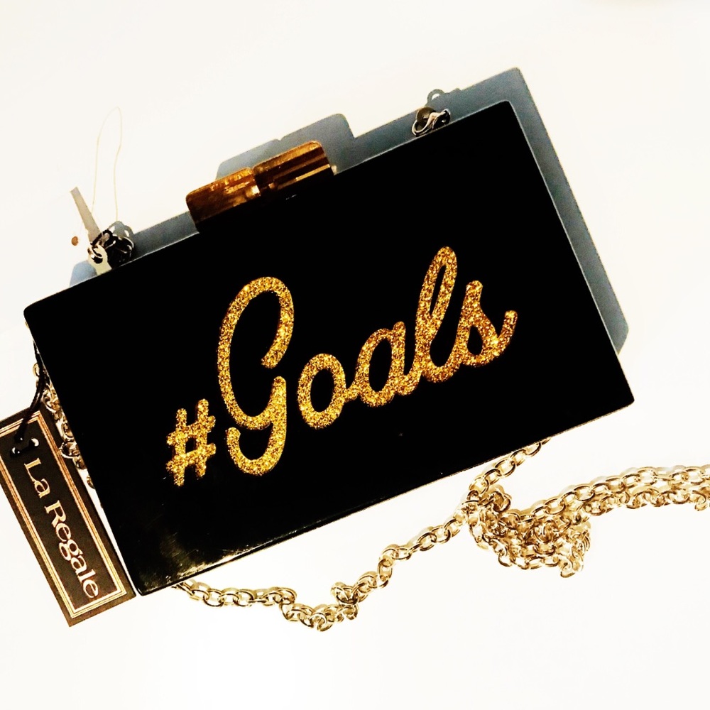 NWT La Regale “Goals” Lucite Clutch